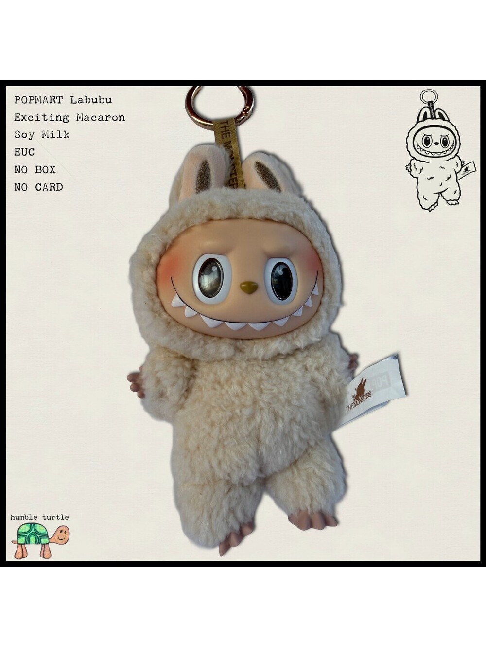 POP MART Labubu Tasty Macaron Soy Milk Plush Keychain | No Box | EUC